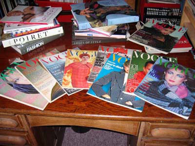 Vogue magazines at the fashion bookshop Vintage Vogue magazines